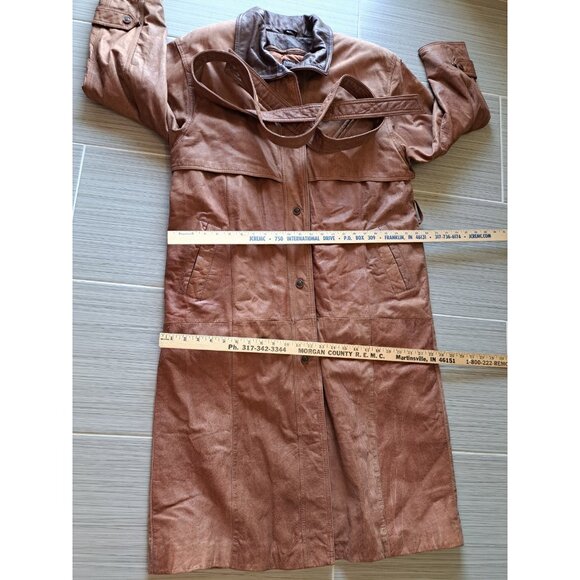 Adventure Bound Men's Leather Duster Long Length Trench Coat Lined Medium... - Picture 12 of 15
